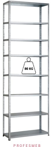 Regał magazynowy malowany przemysłowy na sekcje produkcji i warsztaty skrecany srubowo 8 polkowa mocna solidna PROFESMEB polecana 80kg udzwig.jpg