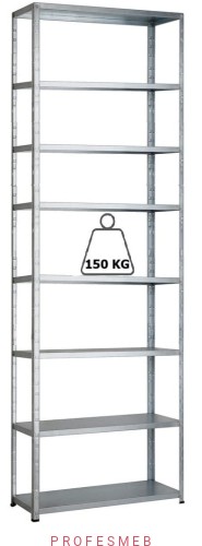 Regał magazynowy ocynkowany przemysłowy na sekcje produkcji i warsztaty skrecany srubowo 8 polkowa mocna solidna PROFESMEB polecana 150kg udzwig.jpg