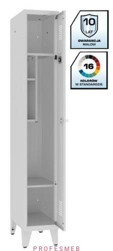 Szafka metalowa szkolna SMS 311 na nóżkach z dwiema półkami i boksem na ksiązki Malow Profesmeb.jpg