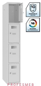 Metalowa szafka szkolna SMS 314 st 4-skrytkowa z ogranicznikiem otwarcia