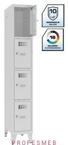 Metalowa szafka szkolna SMS 314 st na nóżkach 4-skrytkowa z ogranicznikiem otwarcia