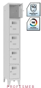 Metalowa szafka szkolna SMS 315 st na nóżkach 5-skrytkowa z ogranicznikiem otwarcia