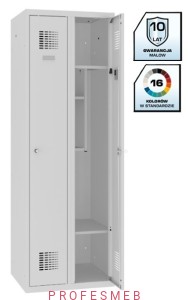 Metalowa szafka szkolna SMS 320 st 2 drzwiowa z ogranicznikiem otwarcia, półka na książki i na buty 