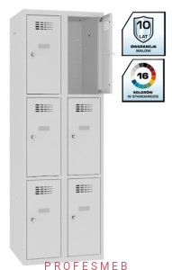 Metalowa szafka szkolna SMS 323 st 6-skrytkowa z ogranicznikiem otwarcia 