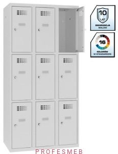 Metalowa szafka szkolna SMS 333 st 9-skrytkowa z ogranicznikiem otwarcia  