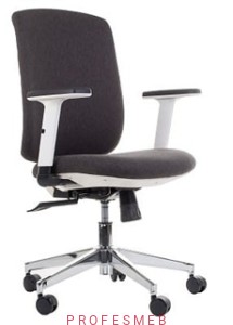 Krzesło obrotowy ZN-605 na recepcję z funkcją Anti-Shock i podłokietnikami biały stelaż TKANINA 26