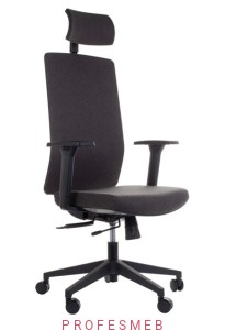 Fotel obrotowy ZN-807-B funkcja Anti-Shock z zagłówkiem i podłokietnikami oraz regulacją lędźwi TKANINA 26