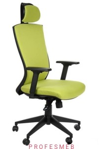Fotel obrotowy HG-0004F zielony z regulowanymi podłokietnikami i zagłówkiem oraz wyprofilowaniem lędźwiowym