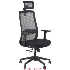 Krzesło obrotowe Vero z funkcją anti-shock wysuwem siedziska regulowanymi podłokietnikami i zagłówkiem oraz podparciem lędźwiowym