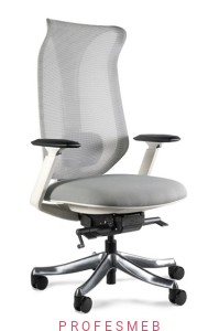 Fotel biurowy Focus obrotowy tapicerowany z mechanizmem synchro regulowane podłokietniki 3D oparcie dla kręgów lędźwiowych szary Unique