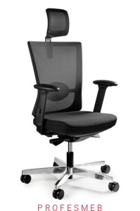 Fotel biurowy FORTE obrotowy tapicerowany tkaniną BL z mechanizmem synchro regulowane podłokietniki 3D, zagłówek oraz oparcie dla kręgów lędźwiowych Unique