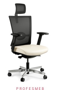 Fotel biurowy FORTE obrotowy tapicerowany naturalną skórą z mechanizmem synchro regulowane podłokietniki 3D, zagłówek oraz oparcie dla kręgów lędźwiowych Unique