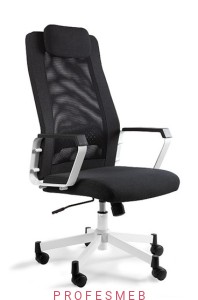 Fotel biurowy FOX  recepcyjny obrotowy tapicerowany z mechanizmem TILT podłokietniki stałe biały stelaż Unique