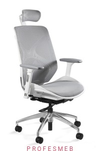 Fotel do pracy HERO z mechanizmem synchro podłokietnikami 4D, zagłówkiem, oparciem na lędźwie tapicerowany siatką nwh Unique 