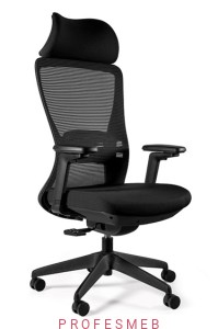 Fotel ergonomiczny z mechanizmem synchro HOVE regulacja podłokietników w 3D oraz oparciem lędźwiowym tapicerowany Unique