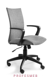 Fotel biurowy MILLO z mechanizmem TILT wyprofilowanym oparciem w odcinku lędźwiowym oraz wbudowanymi podłokietnikami szary