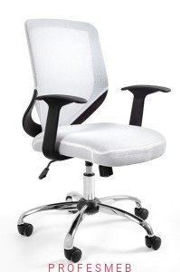 Fotel obrotowy MOBI z mechanizmem TILT regulacją wysokości, podłokietniki tapicerowany biały Unique