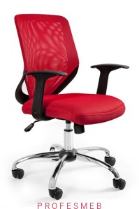 Fotel obrotowy MOBI z mechanizmem TILT regulacją wysokości, podłokietniki tapicerowany czerwony Unique