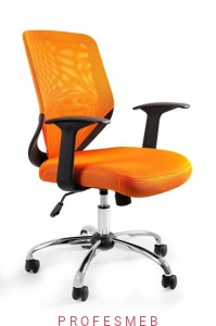Fotel obrotowy MOBI z mechanizmem TILT regulacją wysokości, podłokietniki tapicerowany pomarańczowy Unique