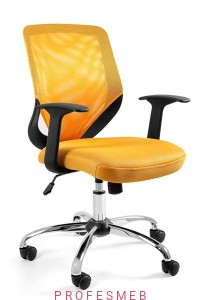 Fotel obrotowy MOBI z mechanizmem TILT regulacją wysokości, podłokietniki tapicerowany żółty Unique