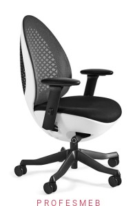 Fotel biurowy OVO Unique z mechanizmem synchron regulacją podłokietników 3D, wysokości siedziska podstawa z lakierowanego aluminium