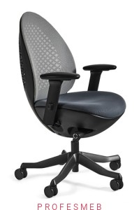 Fotel biurowy OVO Unique z mechanizmem synchron regulacją podłokietników 3D, wysokości siedziska podstawa z lakierowanego aluminium czarny stelaż