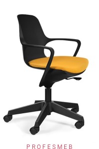 Fotel obrotowy do biura POGO Unique z regulowaną wysokością siedziska stałymi podłokietnikami wykonany z tworzywa PP tapicerowane siedzisko