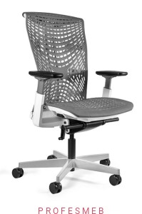 Fotel biurowy REYA M elastomer Unique z regulowanymi podłokietnikami 2D mechanizmem synchron, wewnętrznym układem sprężyn spiralnych