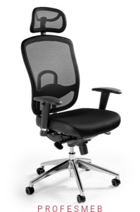 Fotel obrotowy VIP do pracy ergonomiczny z regulowanymi podłokietnikami, zagłówkiem i mechanizmem synchron 