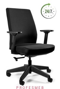 Fotel do spotkań WORK biurowy obrotowy tapicerowany tkaniną z podłokietnikami regulowanymi oraz mechanizmem synchron