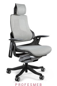 Fotel gabinetowy WAU z regulowanymi podłokietnikami mechanizmem slid tapicerowany siatką do 8h przy biurku