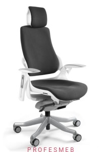 Fotel do biura obrotowy WAU Unique z regulowanymi podłokietnikami mechanizmem slid tapicerowany tkaniną 