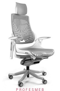 Fotel gabinetowy Wau Unique w elastomerze z regulowanymi podłokietnikami mechanizmem sild, zagłówkiem pełna ergonomia