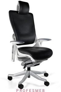 Krzesło gabinetowe obrotowe Wau 2 regulowane podłokietniki, zagłówek mechanizm slid tapicerowany skórą Unique