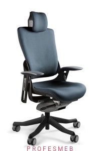 Fotel pracowniczy Wau 2 Unique do biura tapicerowany tkaniną regulowane podłokietniki, zagłówek mechanizm SLID komfort pleców