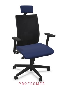 Fotel biurowy Intrata-O HB MESH Nowy styl z zagłówkiem i podłokietnikami regulacja głębokości siedziska oraz oparcia na lędźwie