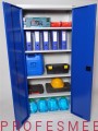 Duża solidna, Szafa metalowa warsztatowa niebieska kolorowa solidna na produkcję Malow SBM 203 Profesmeb SBM 212 na narzędzia narzędziowa szafa do garażu SBM 202 z 4 półkami.