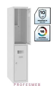 Szafka szkolna Msus 312S metalowa Malow z półką na książki dla uczniów 2 drzwiowa 145cm wysokości