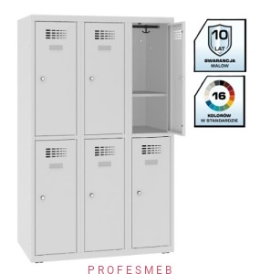 Szafa Msus 332S metalowa szkolna z półką na książki dla 6 uczniów 145x90x50cm