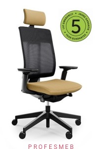 Fotel pracowniczy Xenon Net 110 SFL Profim obrotowy na kółkach udźwig do 130kg baza chromowana tapicerowana z podłokietnikami i zagłówkiem