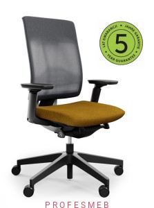 Krzesło gabinetowe Xenon Net 101 SFL Profim z regulowanymi podłokietnikami, oparciem lędźwiowym wysuwem siedziska tapicerowany chromowany stelaż