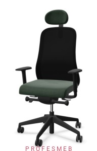 Fotel biurowy Souly Nowy Styl tapicerowany z siatkowym oparciem miękkie siedzisko ze sprężynami na czarnym stelażu