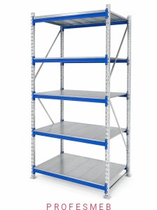 Regał magazynowy LPX 300x125x60 cm 5 półek metalowych, 650 kg/półkę