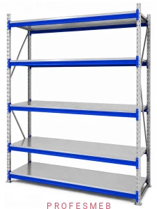 Regał magazynowy LPX 300x250x100 cm 5 półek metalowych, 300 kg/półkę