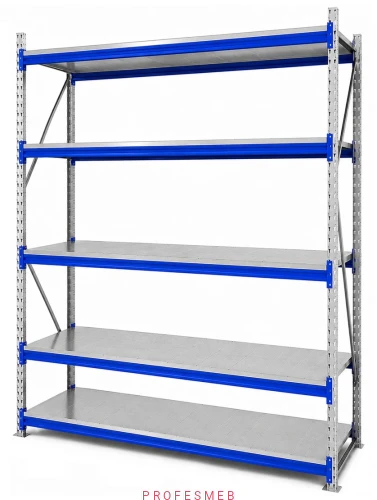 Regał magazynowy LPX 300x250x100 cm z 5 półkami z paneli metalowych