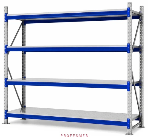 Regał magazynowy LPX 250x270x120 cm z 4 półkami z paneli metalowych