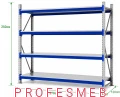 Wymiary regału magazynowego LPX: 250 cm wysokości, 270 cm szerokości i 120 cm głębokości