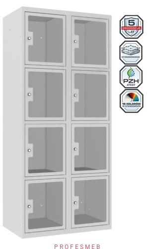 Szafka ubraniowa 8-skrytkowa SUS 424 z drzwiami plexi.jpg