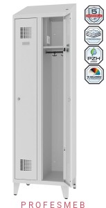 Metalowa szafka ubraniowa MSUM 321v na nóżkach z wyposażeniem elektrycznym i USB - 2 drzwiowa