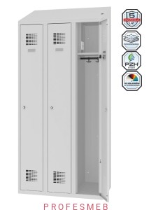 Metalowa szafka ubraniowa MSUM 330v z wyposażeniem elektrycznym i USB - 3 drzwiowa  